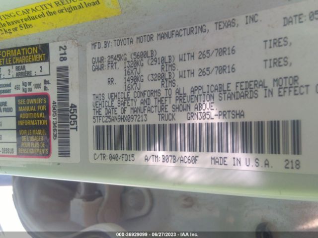 5TFCZ5AN9HX097213 Toyota Tacoma Trd Off Road