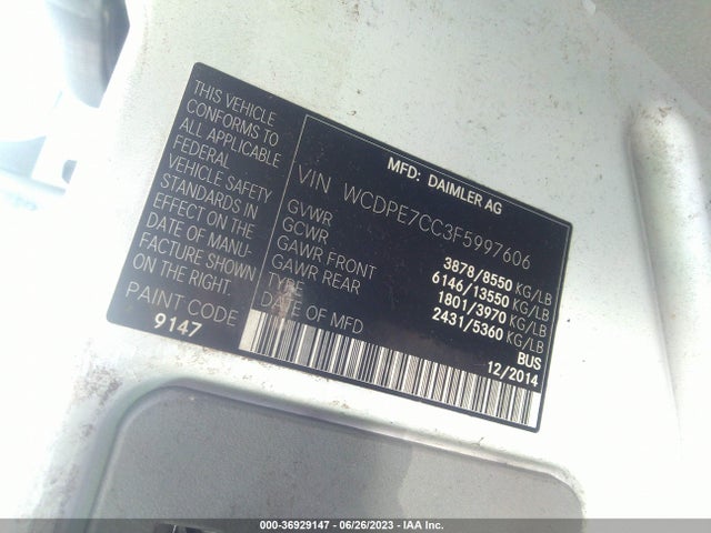 2015 Freightliner Sprinter, VIN: WCDPE7CC3F5997606