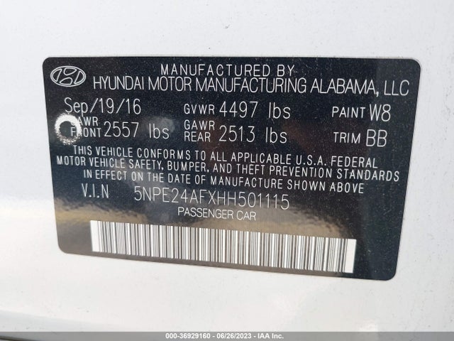 Hyundai SONATA SE 2017 5NPE24AFXHH501115 Image 9