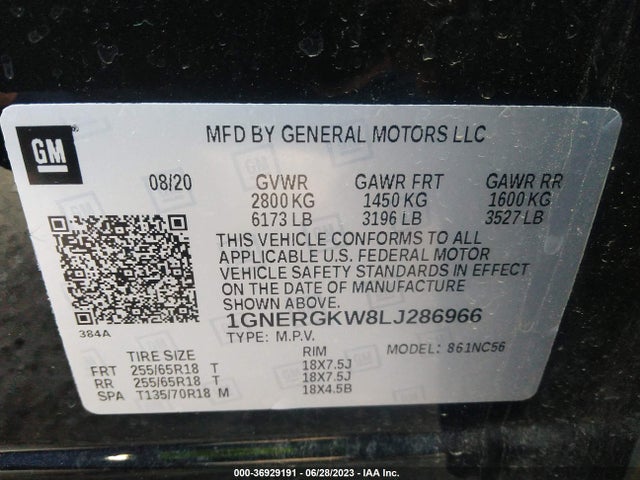 Chevrolet Traverse Lt Cloth 2020 1GNERGKW8LJ286966 Image 9