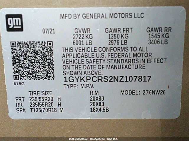 2022 Cadillac XT6, VIN: 1GYKPCRS2NZ107817