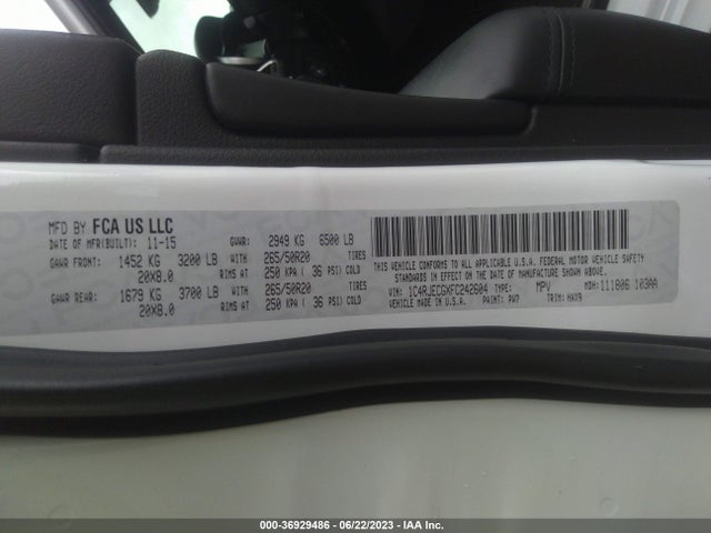 1C4RJECGXFC242604 Jeep Grand Cherokee High Altitude