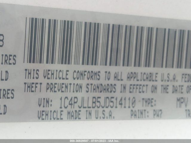 1C4PJLLB5JD514110 Jeep Cherokee Latitude Plus