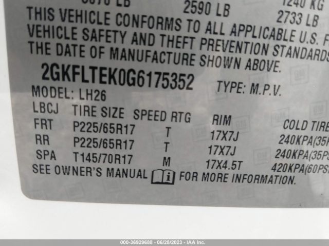 2GKFLTEK0G6175352 GMC Terrain Sle