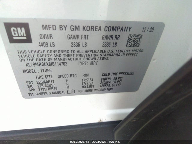 Chevrolet Trailblazer Lt 2021 KL79MRSLXMB114702 Image 9