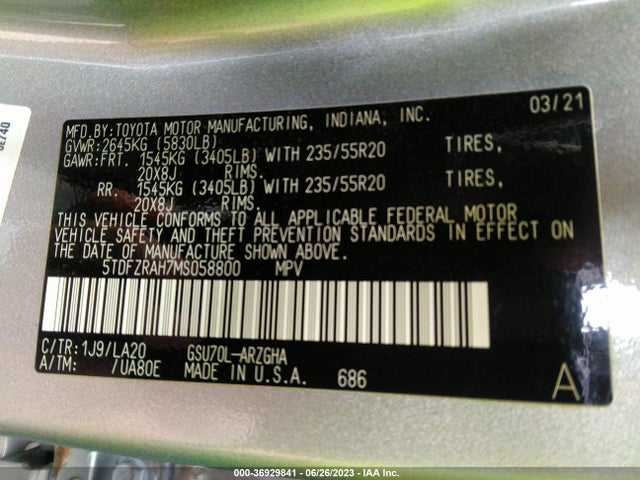 Toyota Highlander Platinum 2021 5TDFZRAH7MS058800 Image 10