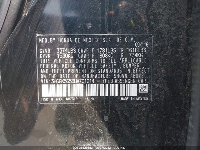 Honda FIT LX 2017 3HGGK5G53HM701214 Image 9