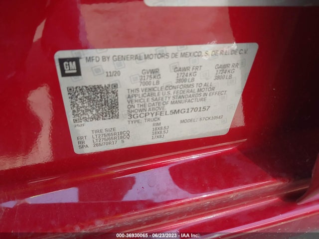 Chevrolet Silverado 1500 Lt Trail Boss 2021 3GCPYFEL5MG170157 Image 9