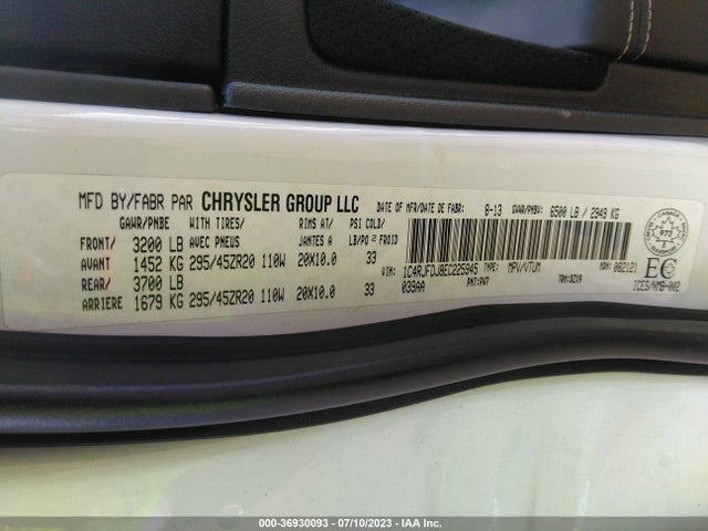 2014 JEEP GRAND CHEROKEE SRT8 VIN: 1C4RJFDJ8EC225945