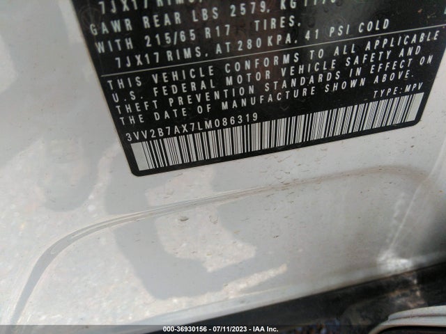 3VV2B7AX7LM086319 Volkswagen Tiguan Se/sel/se R-line Black