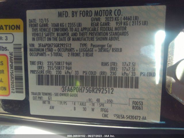 3FA6P0H75GR292512 Ford FUSION SE