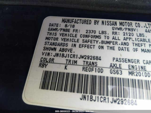 JN1BJ1CR1JW292684 Nissan Rogue Sport Sv