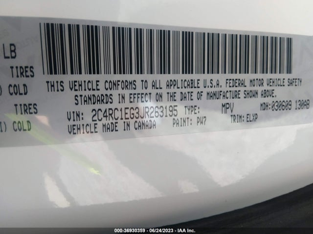 2C4RC1EG3JR263195 Chrysler Pacifica Touring L Plus
