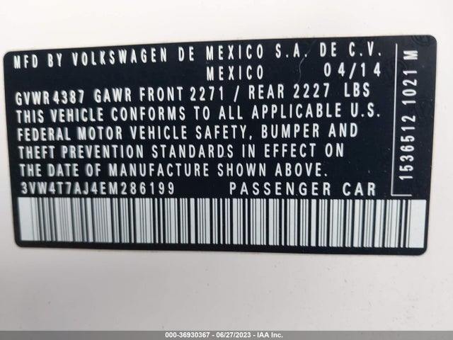 3VW4T7AJ4EM286199 Volkswagen Jetta Sedan Gli Edition 30 W/nav