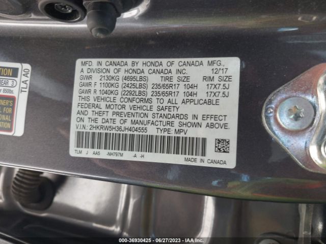 2HKRW5H36JH404555 Honda CR-V LX