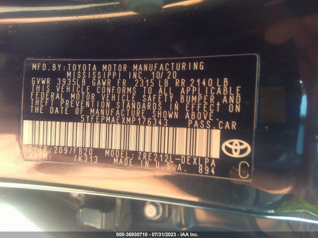 Toyota COROLLA LE 2021 5YFEPMAEXMP176343 Image 15