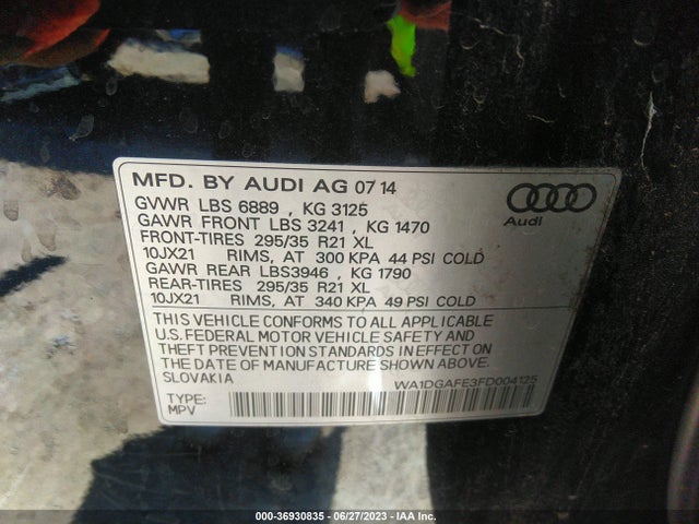 WA1DGAFE3FD004125 Audi Q7 3.0t S Line Prestige