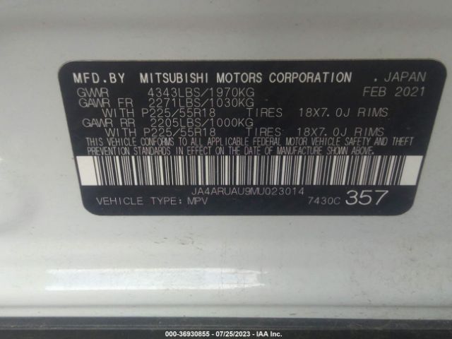JA4ARUAU9MU023014 Mitsubishi Outlander Sport Es/se/le/be
