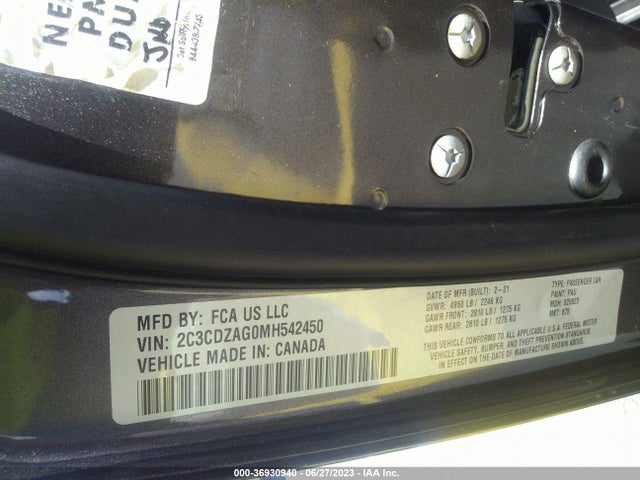 Dodge Challenger Sxt 2021 2C3CDZAG0MH542450 Image 9