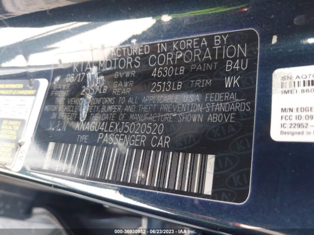 KNAGU4LEXJ5020520 KIA Optima Hybrid Ex