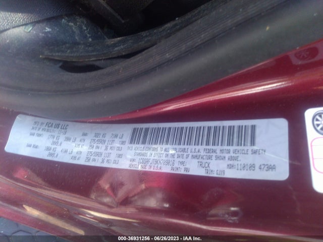 1C6SRFJT9KN709016 RAM 1500 Laramie