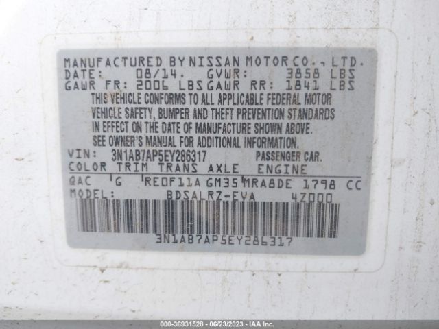 3N1AB7AP5EY286317 Nissan SENTRA SR