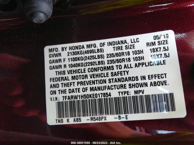 Honda CR-V EX 2019 7FARW1H50KE017854 Image 9