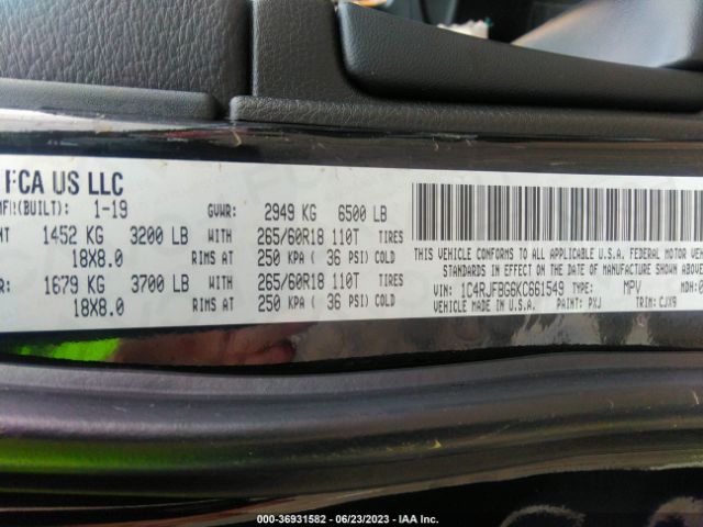 1C4RJFBG6KC661549 Jeep Grand Cherokee Limited
