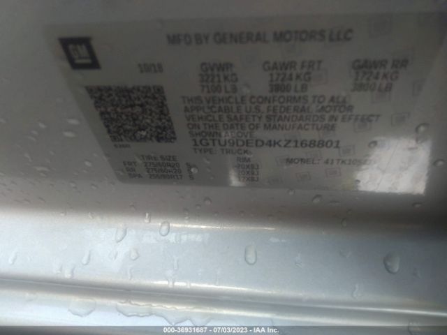 1GTU9DED4KZ168801 GMC Sierra 1500 Slt