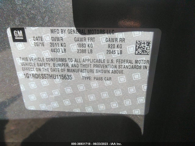 Chevrolet Volt Premier 2017 1G1RD6S57HU115635 Image 15