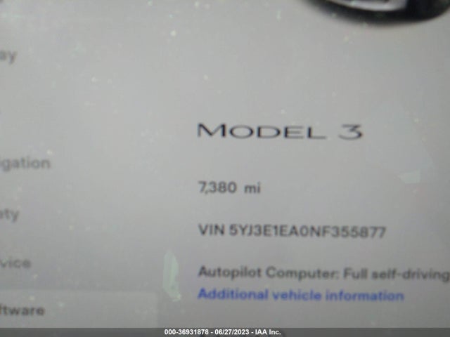 Tesla MODEL 3 2022 5YJ3E1EA0NF355877 Image 7