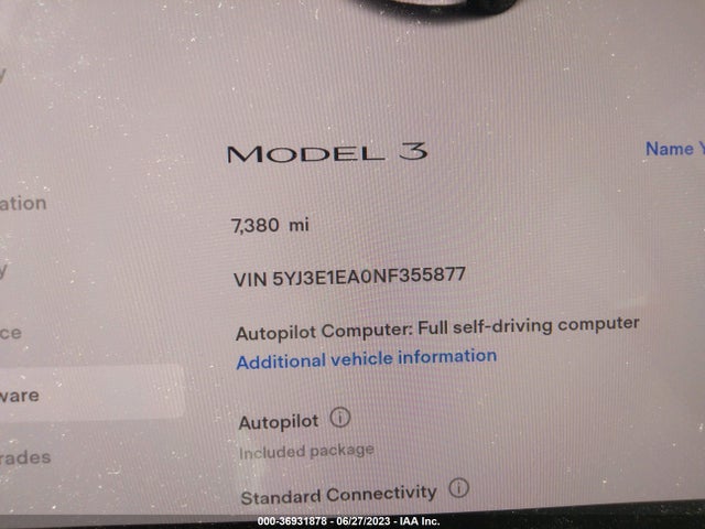Tesla MODEL 3 2022 5YJ3E1EA0NF355877 Image 15