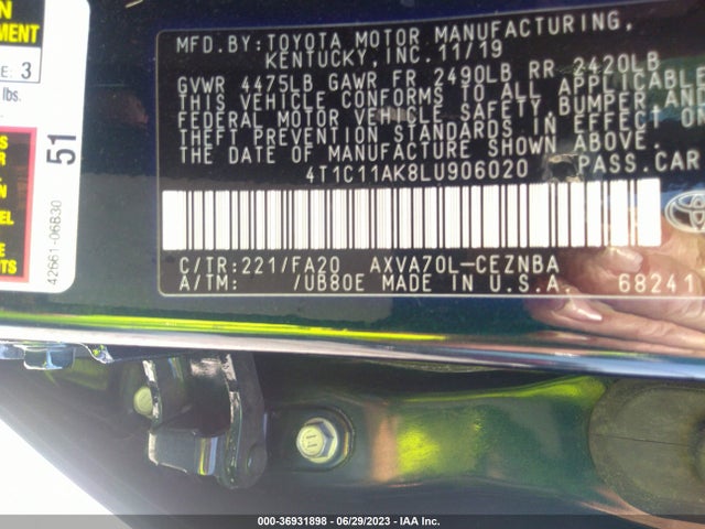Toyota CAMRY LE 2020 4T1C11AK8LU906020 Image 10