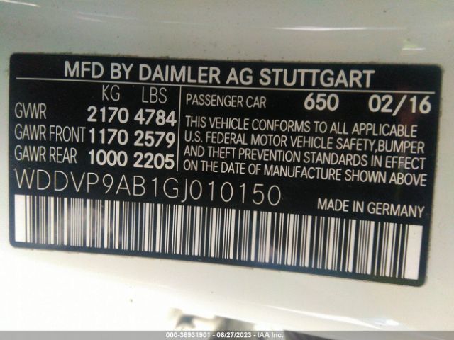WDDVP9AB1GJ010150 Mercedes-Benz B-Class