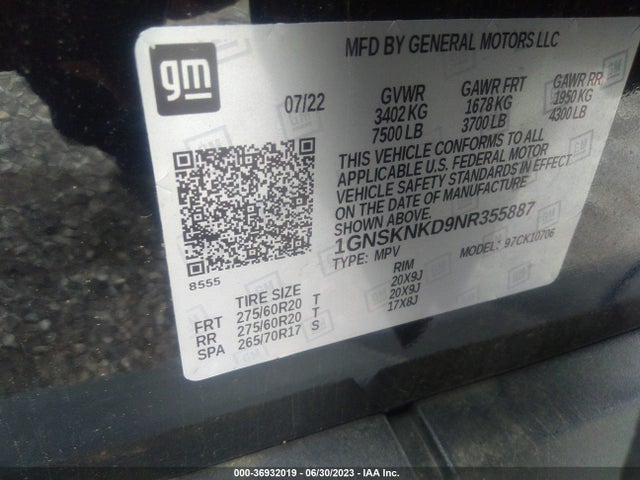 Chevrolet Tahoe Lt 2022 1GNSKNKD9NR355887 Image 9
