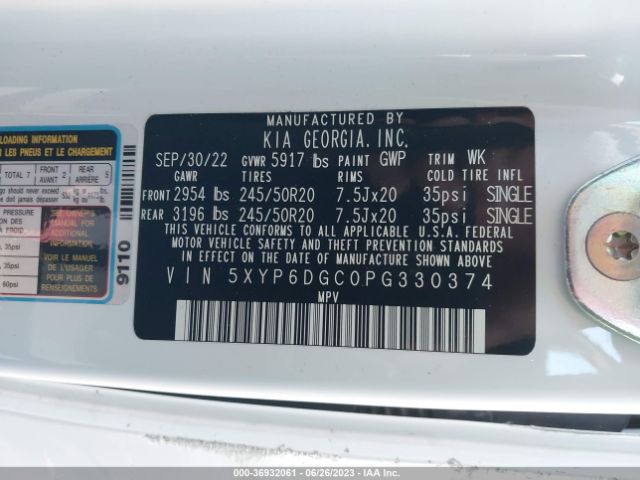 5XYP6DGC0PG330374 KIA Telluride S
