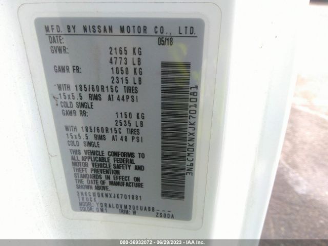 3N6CM0KNXJK701081 Nissan Nv200 Compact Cargo S