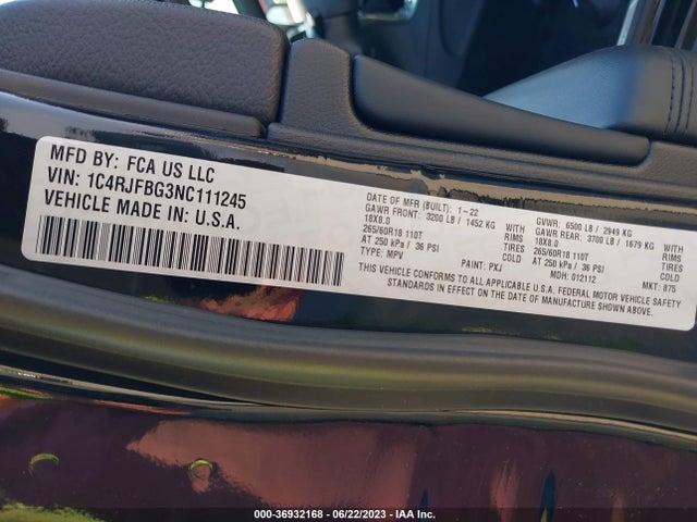 2022 Jeep Grand Cherokee, VIN: 1C4RJFBG3NC111245