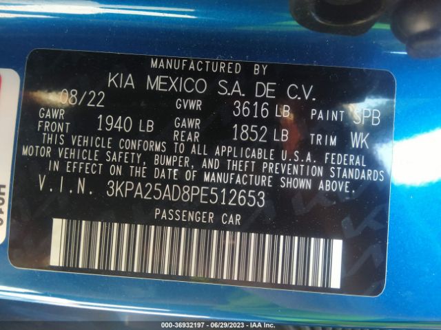 3KPA25AD8PE512653 KIA Rio 5-door S