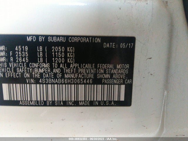 Subaru Legacy 2017 4S3BNAB66H3065446 Image 9