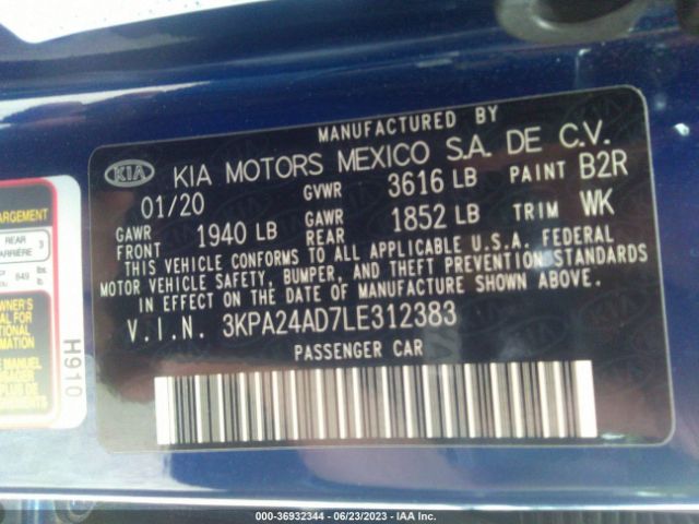 3KPA24AD7LE312383 KIA RIO S