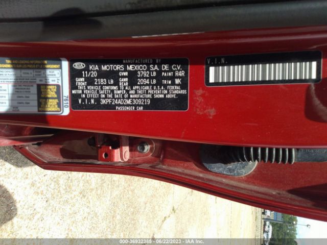 3KPF24AD2ME309219 KIA Forte Lxs