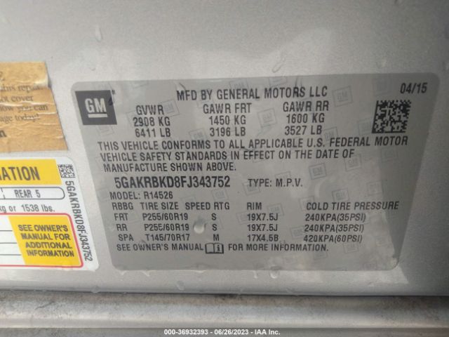 5GAKRBKD8FJ343752 Buick Enclave Leather