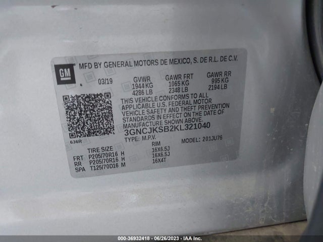 Chevrolet TRAX LS 2019 3GNCJKSB2KL321040 Image 15