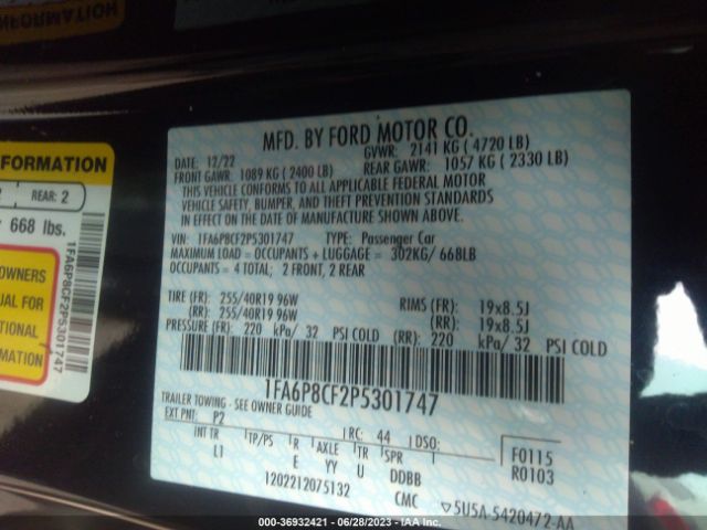 1FA6P8CF2P5301747 Ford MUSTANG GT