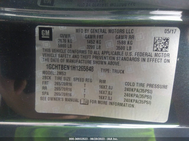 Chevrolet Colorado 4wd Wt 2017 1GCHTBEN1H1265848 Image 9