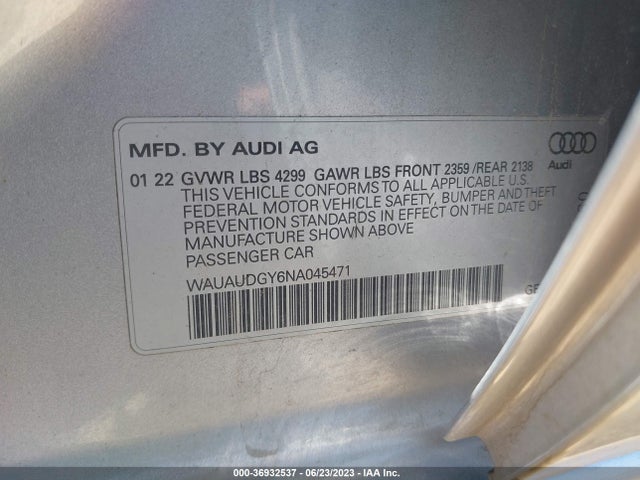WAUAUDGY6NA045471 Audi A3 Sedan Premium