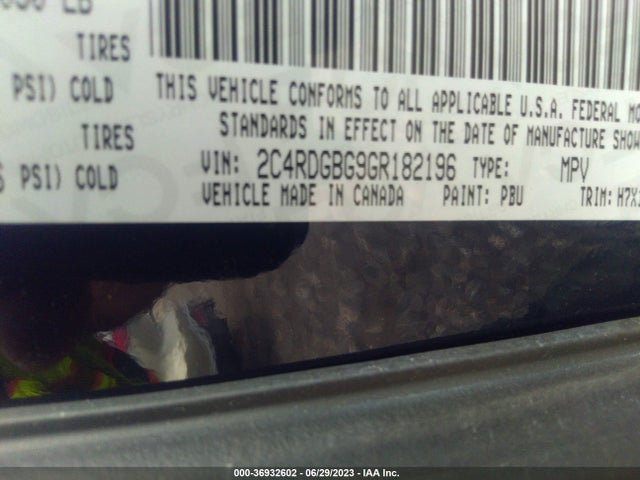 Dodge Grand Caravan American Value Pkg 2016 2C4RDGBG9GR182196 Image 9