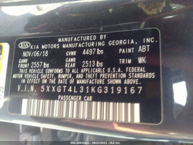 5XXGT4L31KG319167 KIA Optima Lx