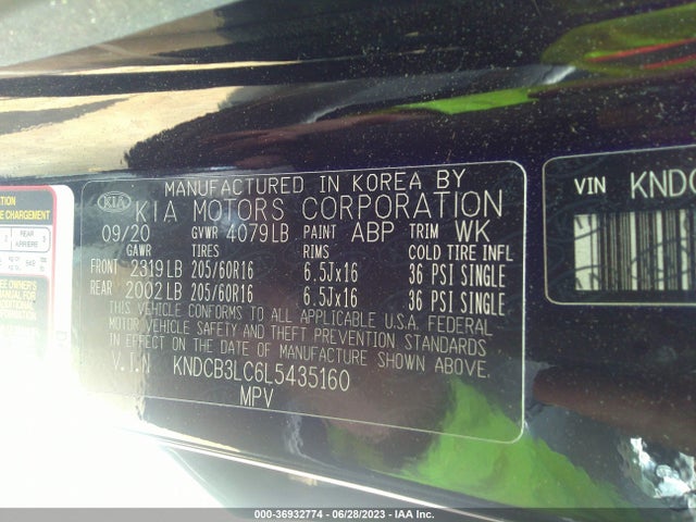 2020 KIA NIRO LX VIN: KNDCB3LC6L5435160